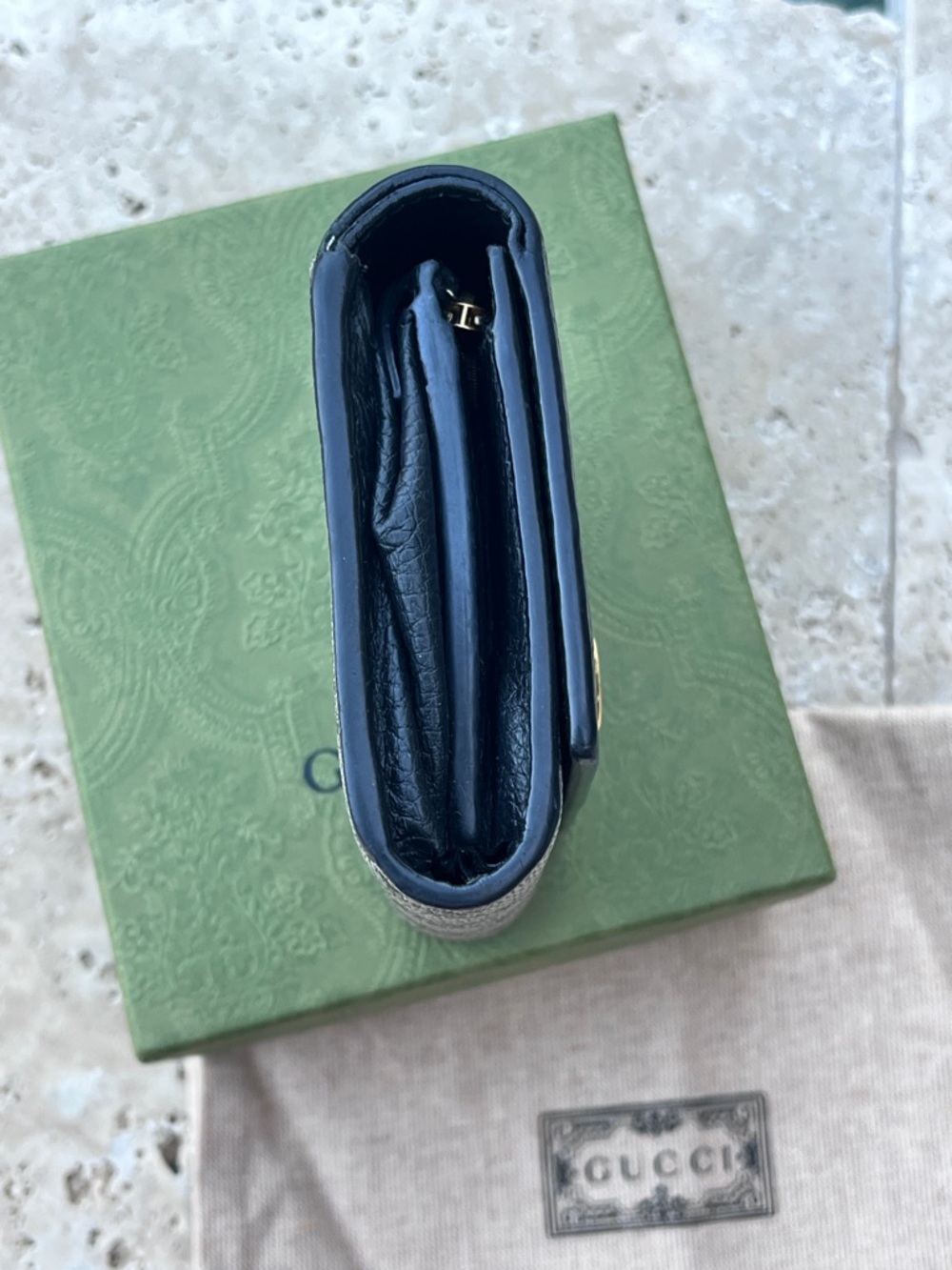 Gucci  Black GG Leather Two Tone Marmont Wallet - Picture 3 of 7